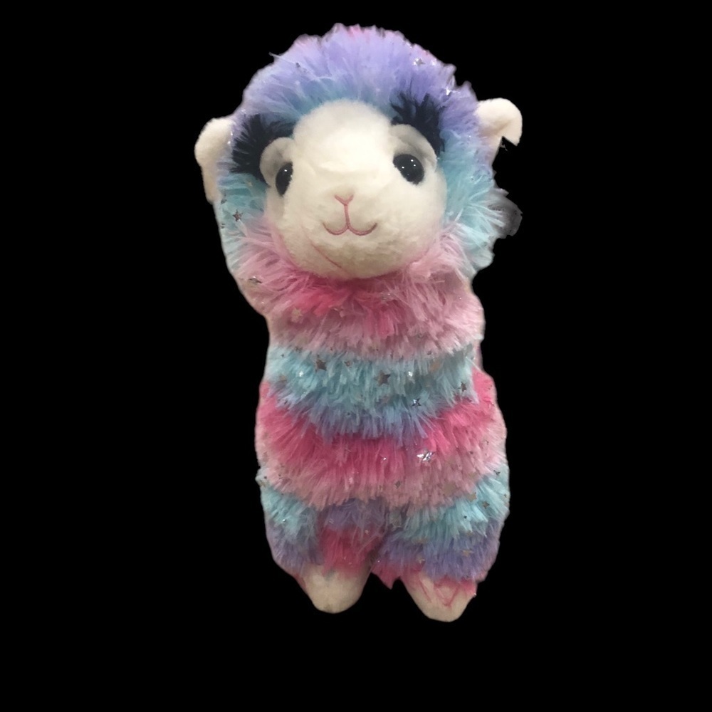 Hug Fun/NWT/ Rainbow Llama plush with silver stars/